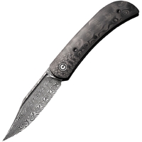 Civivi Appalachian Drifter Linerlock Front Flipper | Damascus Blade Carbon Fiber Handle C19010CDS3