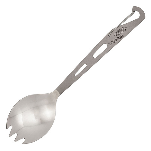Vargo Black Pure Titanium Eagle Spork | Carabiner, Matte Finish, VR204